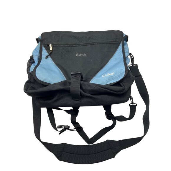L.L. Bean Blue & Black Messenger Backpack With Multiple Compartments & Adjustabl main image 10